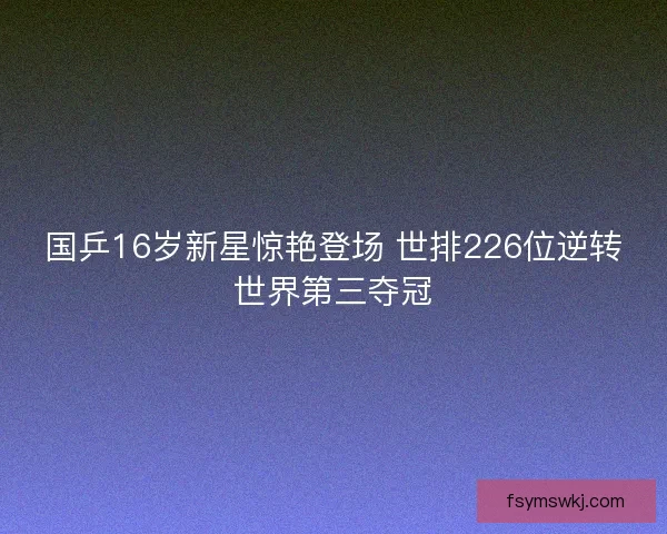 国乒16岁新星惊艳登场 世排226位逆转世界第三夺冠